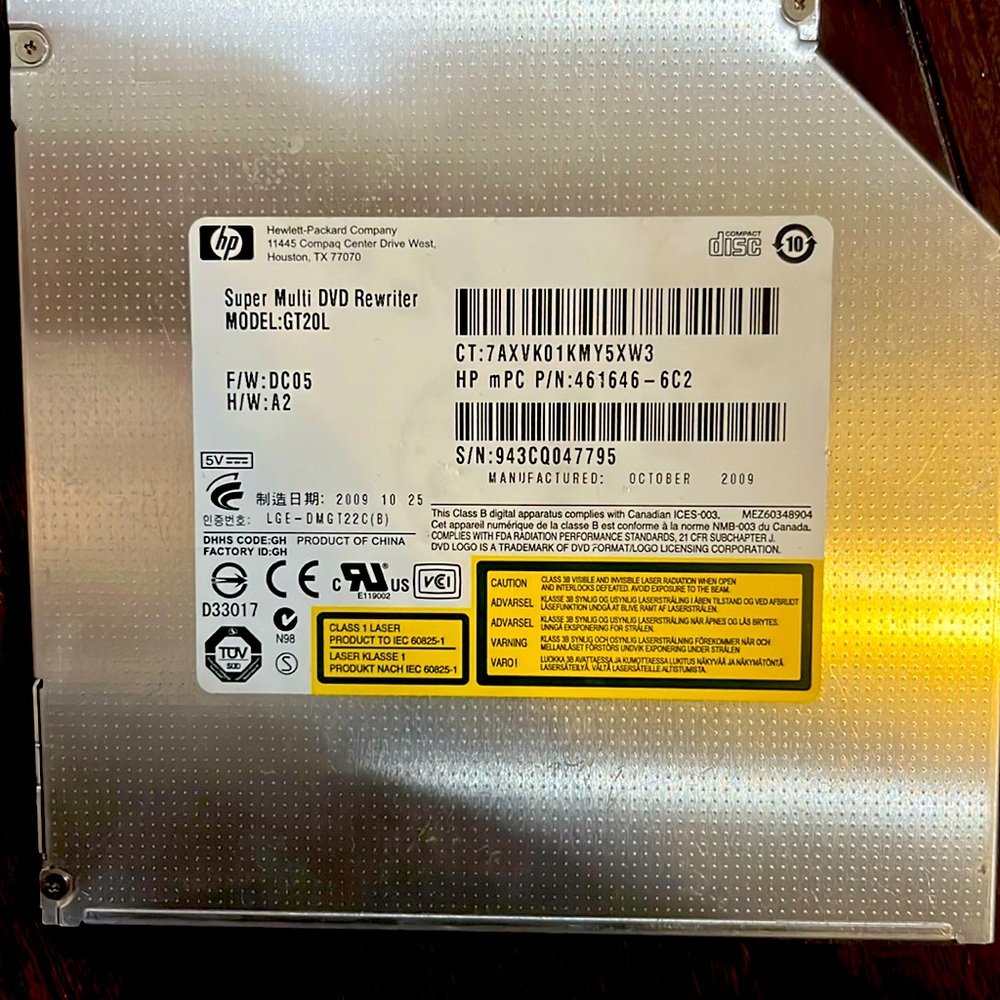 HP Super Multi DVD-RW Rewriter GT20L DVD TYPE AMCK702